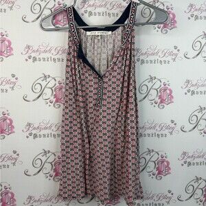 Max Studio tank top red and Black Patterned Blouse paisley geometric floral